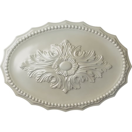 Ekena Millwork Oxford Ceiling Medallion, Hand-Painted Flash Blue, 16 7/8"W x 11 3/4"H x 1 1/2"P CM16OXFBS